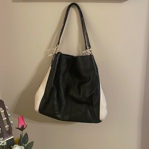 black, cream, and snakeskin coach purse!